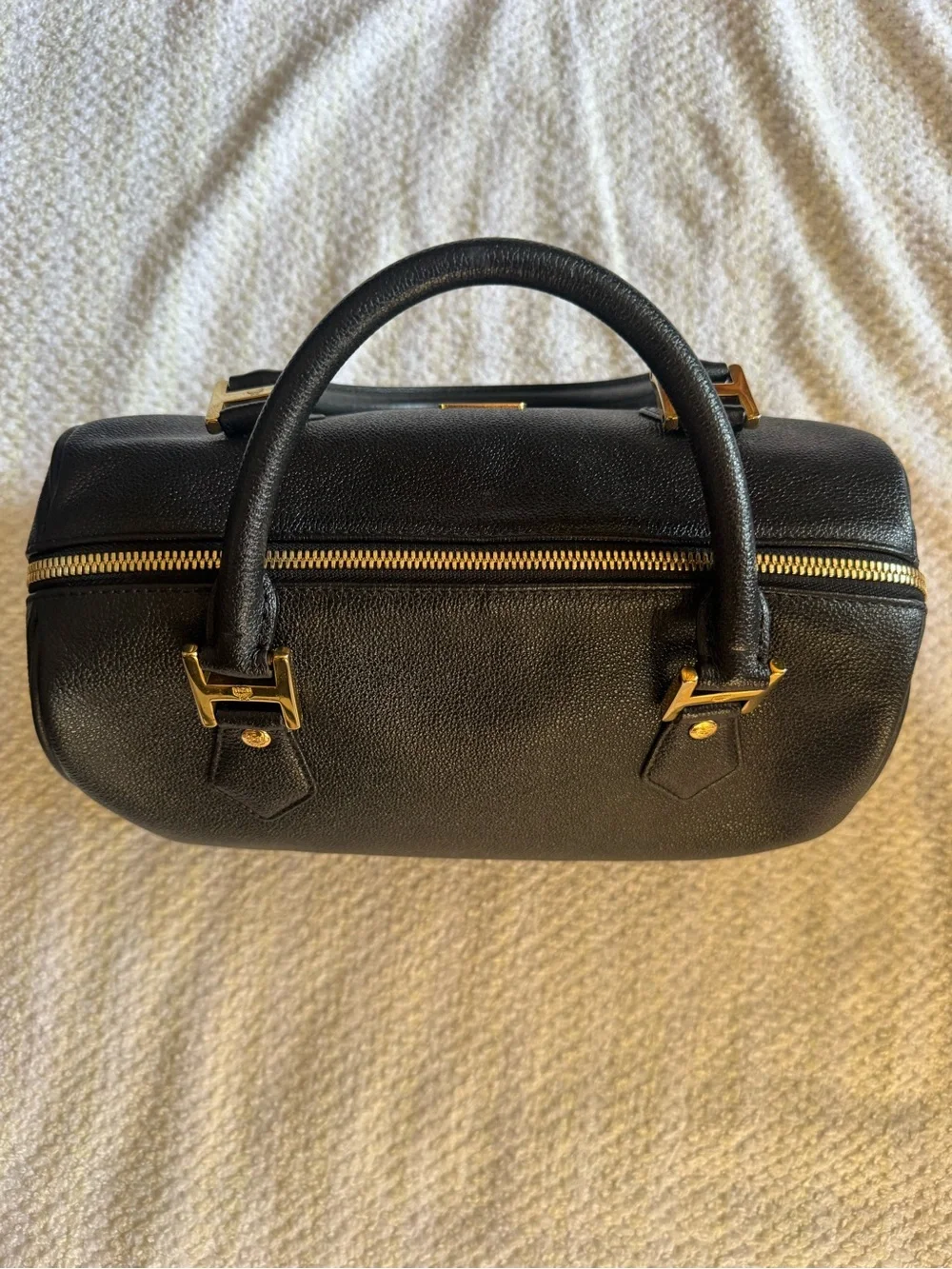 MCM Black Leather Doctor Satchel with Gold Hardware